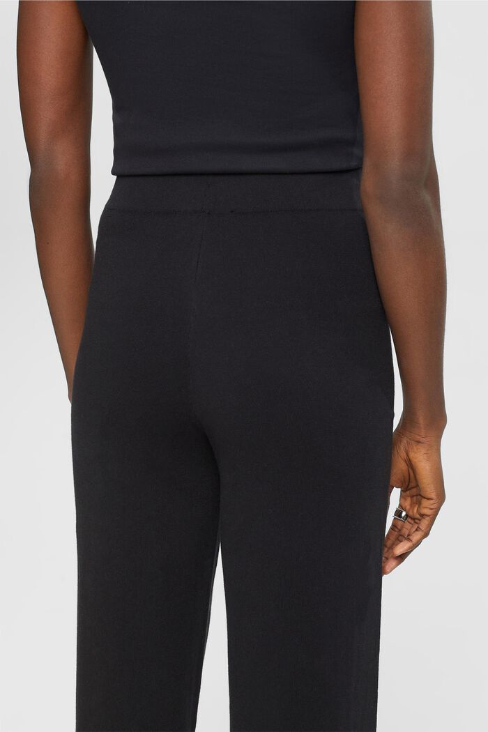 Pantalon en maille à taille haute et jambes larges, BLACK, detail image number 4