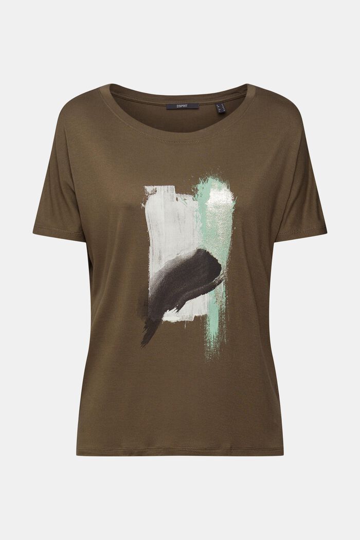 Print-T-Shirt, LENZING™ ECOVERO™, KHAKI GREEN, detail image number 2
