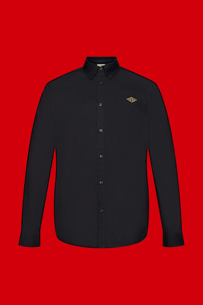 Button-Down-Hemd aus Baumwolle, BLACK, detail image number 5