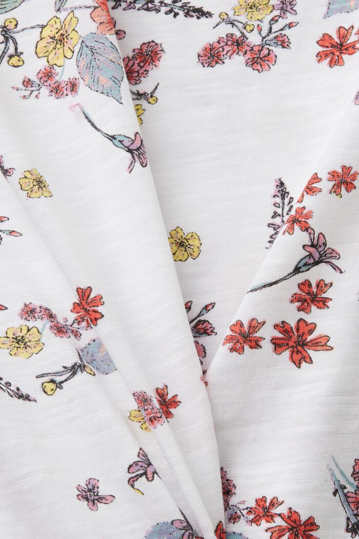Baumwoll-T-Shirt mit floralem Print, WHITE, detail image number 5