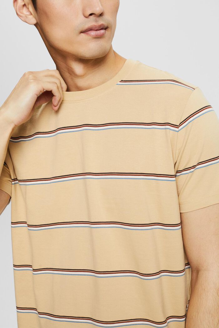 Jersey-T-Shirt mit Streifen, SAND, detail image number 1