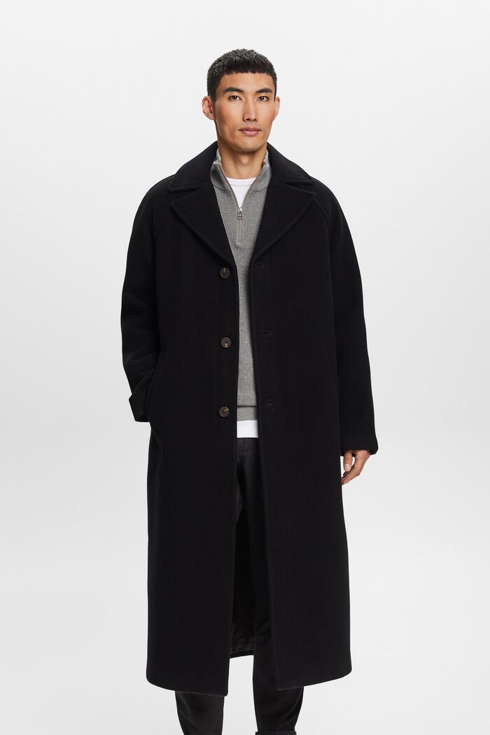Manteau en laine mélangée, BLACK, detail image number 0