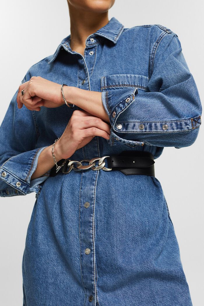 Jeans-Hemdblusenkleid in Minilänge, BLUE MEDIUM WASHED, detail image number 2