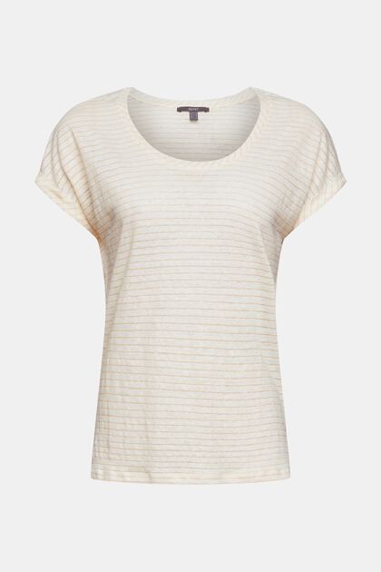 En lin : le t-shirt à motif à rayures scintillantes, OFF WHITE, overview