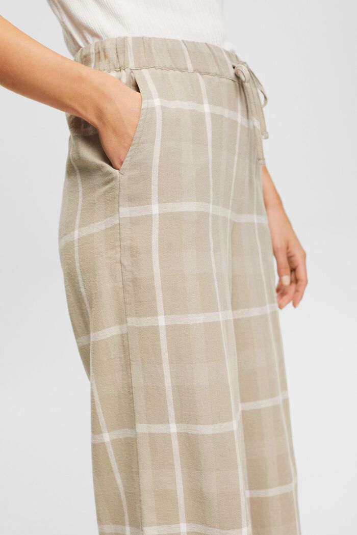 Pantalon de pyjama à carreaux en flanelle de coton, LIGHT KHAKI, detail image number 0
