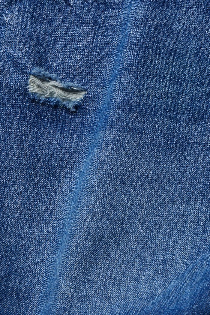 Short en jean au look usé, 100 % coton, BLUE DARK WASHED, detail image number 6