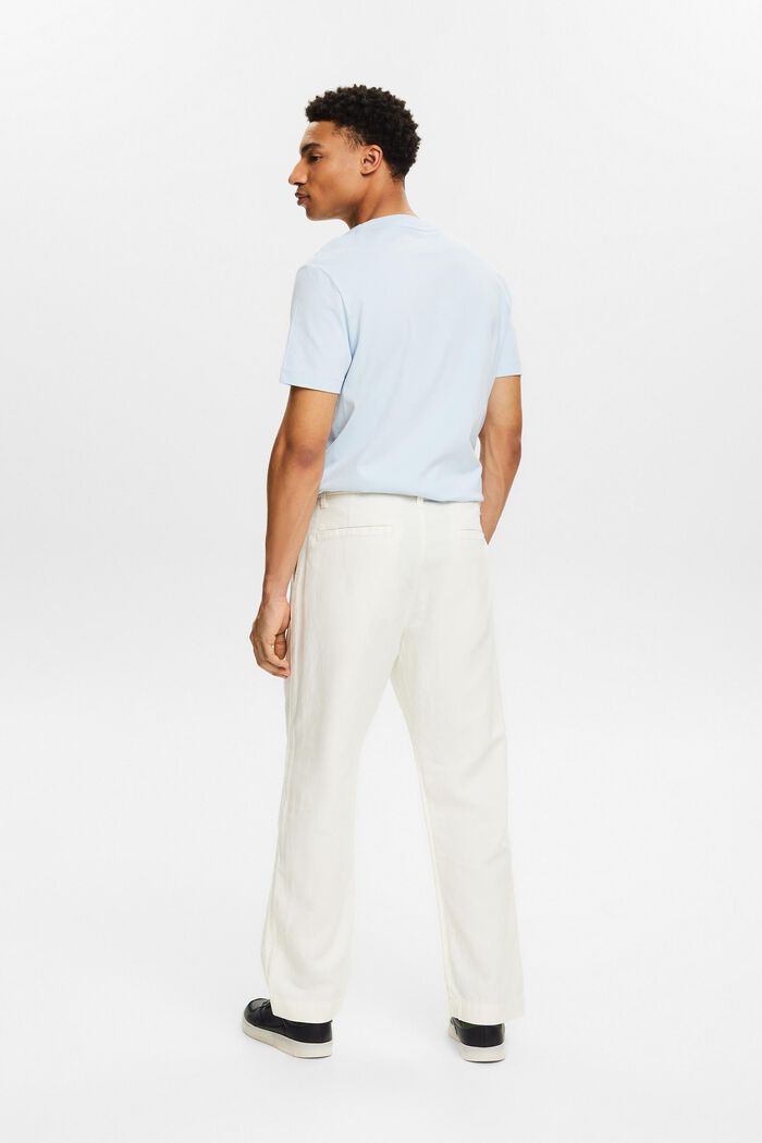 Pantalon de coupe droite en lin et coton, OFF WHITE, detail image number 2