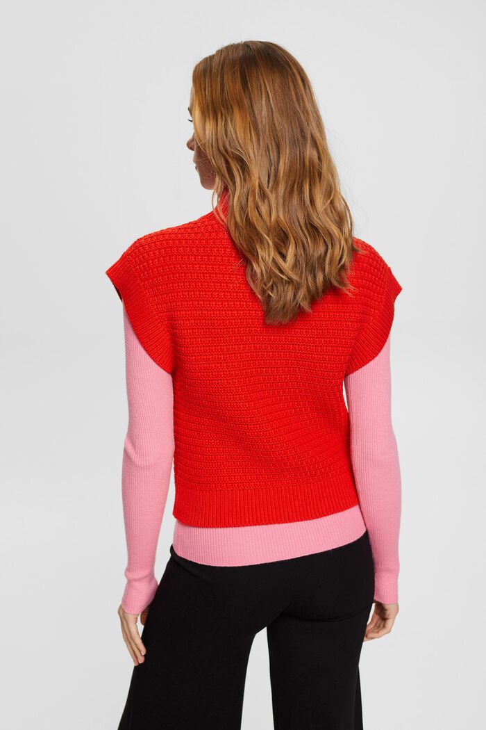 Pull-over en maille sans manches, RED, detail image number 3