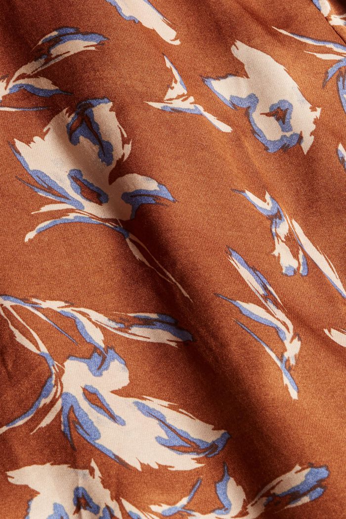 Floral bedrucktes Hemdblusenkleid aus Satin, TERRACOTTA, detail image number 4
