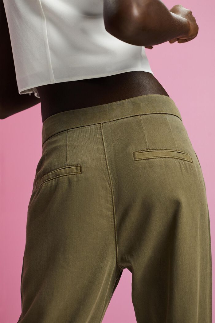 Pantalon taille haute en twill à l’allure sportive, KHAKI GREEN, detail image number 4