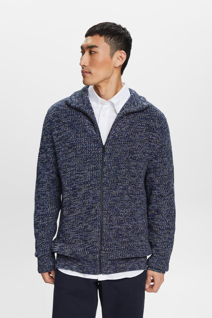 Cardigan zippé en coton, PETROL BLUE, detail image number 0