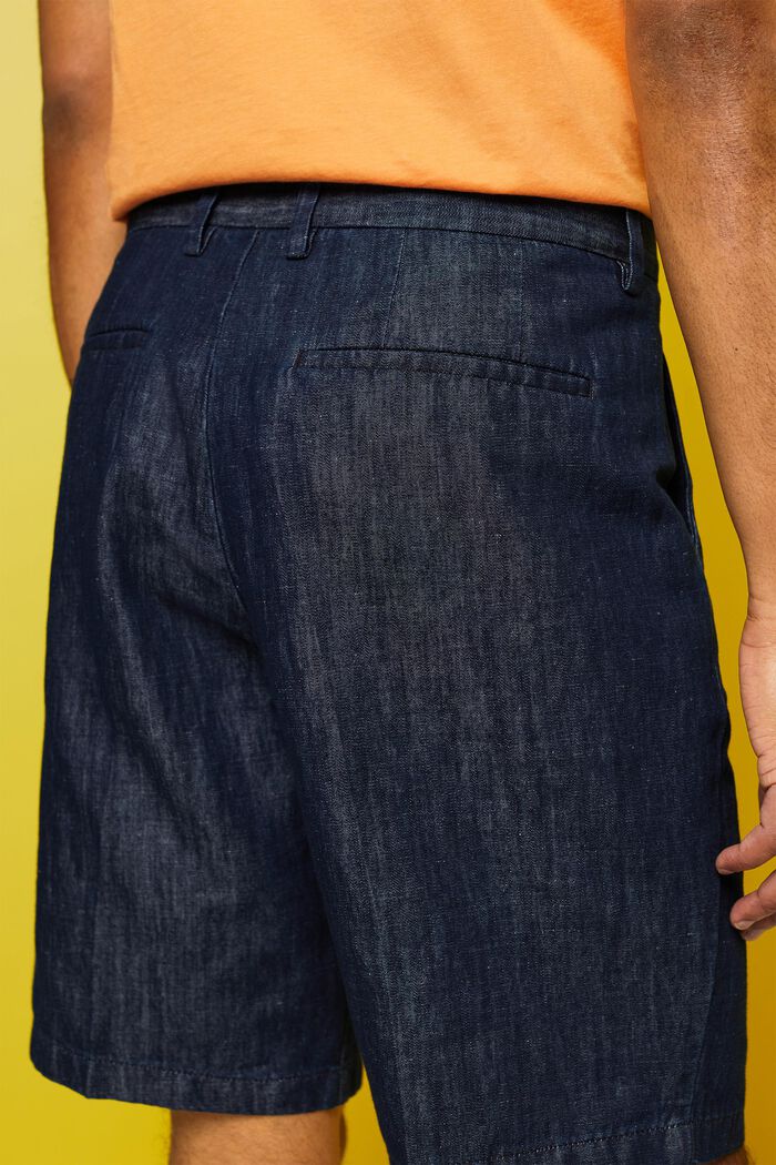 Chino-Shorts aus Baumwolle und Leinen, BLUE BLACK, detail image number 4