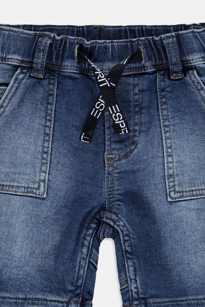 Short en jean à cordon de serrage élastique au niveau de la taille, BLUE MEDIUM WASHED, detail image number 2