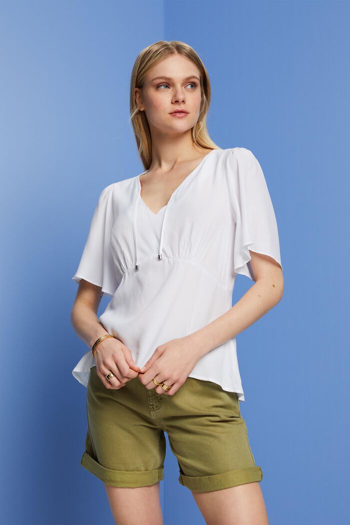Haut façon blouse en LENZING™ ECOVERO™, WHITE, detail image number 0