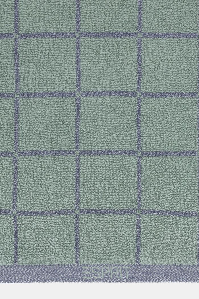 Serviette de bain à motif carré chiné, SOFT GREEN, detail image number 1