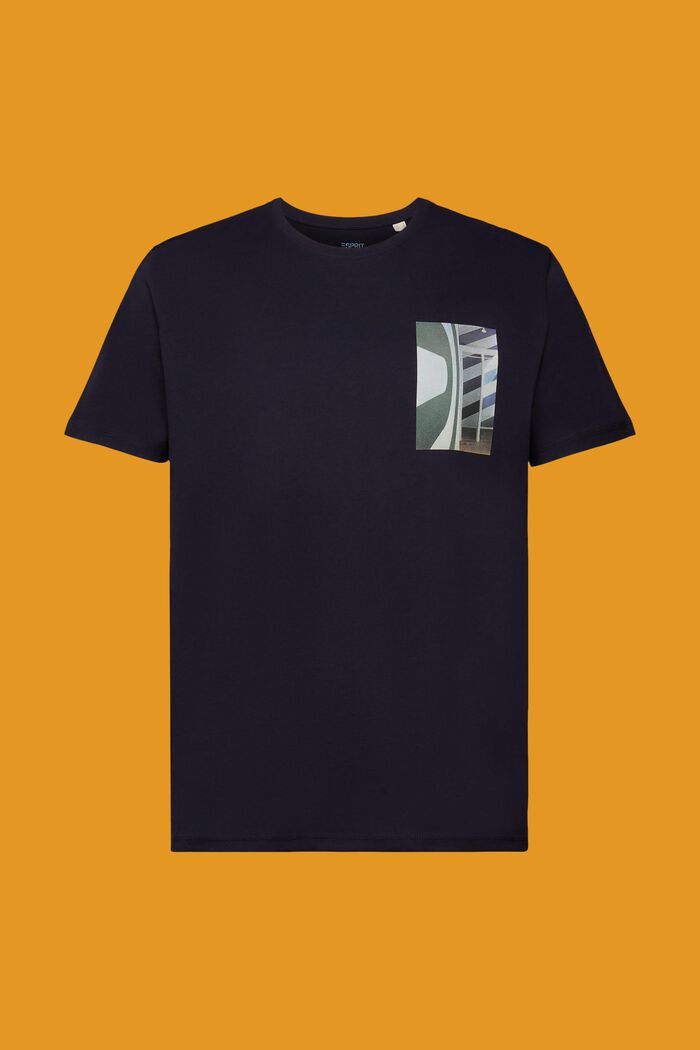 Rundhals-T-Shirt, 100 % Baumwolle, NAVY, detail image number 6