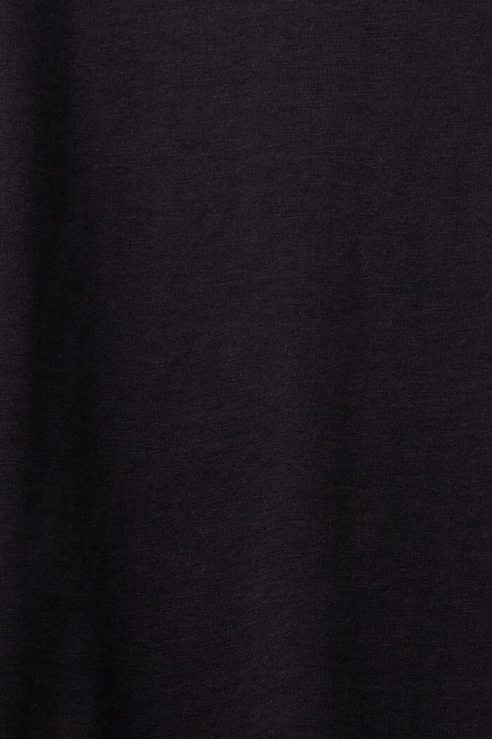 T-shirt à encolure en V en coton biologique, BLACK, detail image number 4
