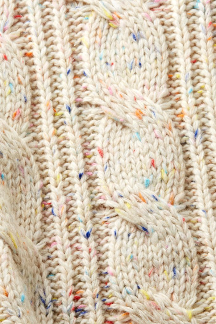 Zopfstrickpullover mit Wolle mit Farbsprenkeln, ICE, detail image number 4