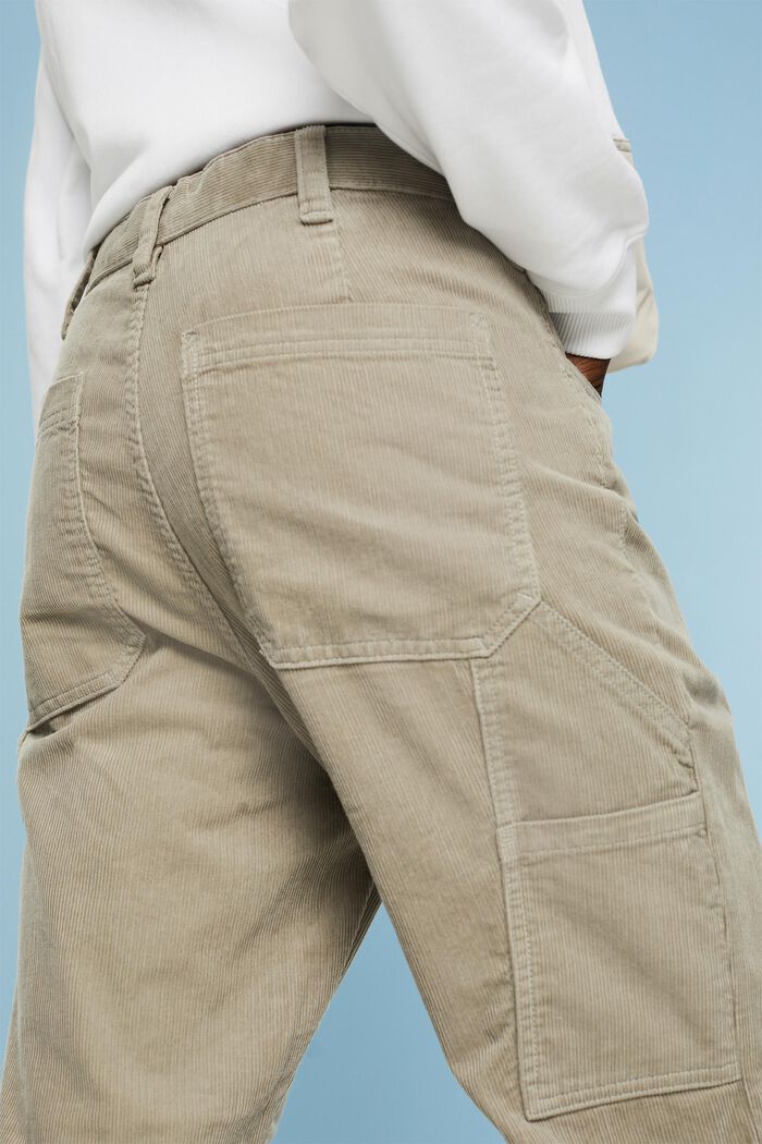 Pantalon en velours côtelé de style carpenter à coupe droite, PASTEL GREY, detail image number 3