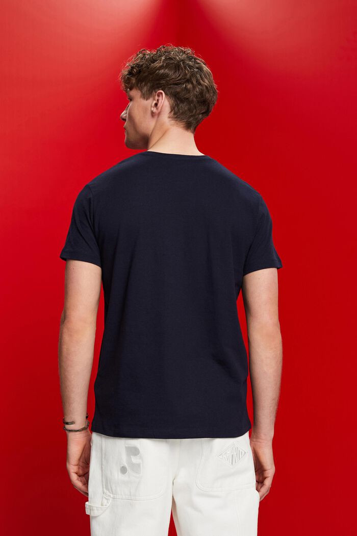 T-shirt en jersey, mélange de coton et de lin, NAVY, detail image number 3
