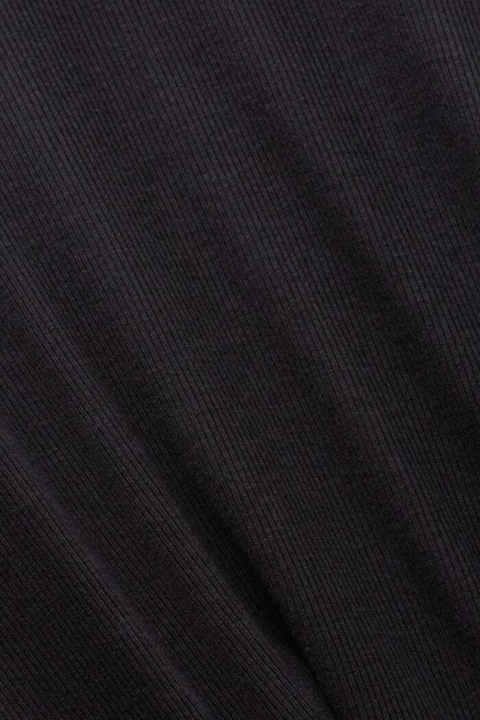 Geripptes T-Shirt mit V-Ausschnitt, BLACK, detail image number 4