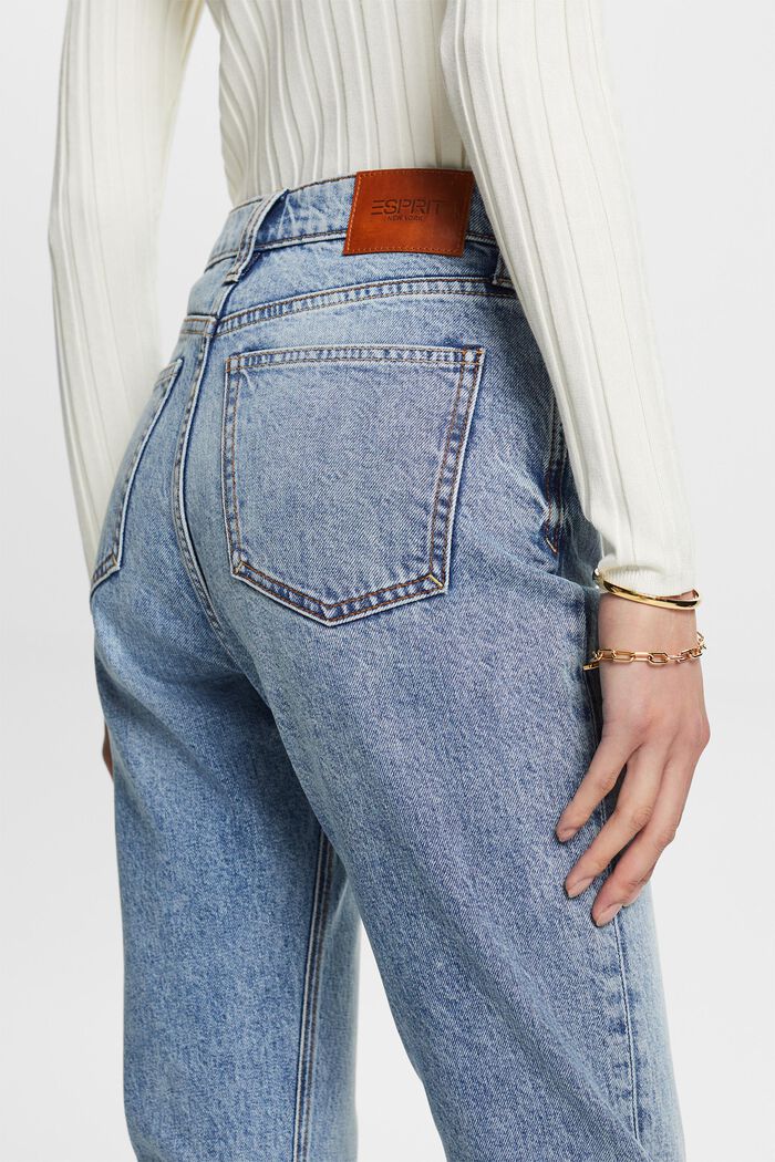 Jean taille haute de style rétro, coupe Slim Fit, BLUE BLEACHED, detail image number 4