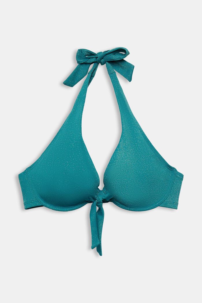 Glitzerndes Neckholder-Bikinitop für große Cups, TEAL BLUE, detail image number 0