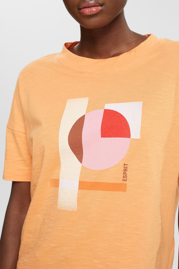 Baumwoll-T-Shirt mit geometrischem Print, GOLDEN ORANGE, detail image number 2