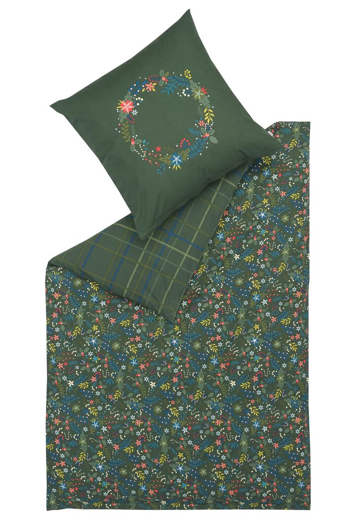 Parure de lit en satin à motif floral, GREEN, detail image number 2