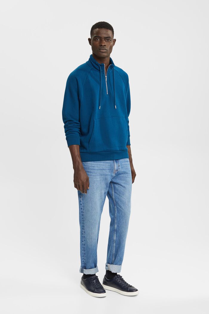 Troyer-Sweatshirt, PETROL BLUE, detail image number 4