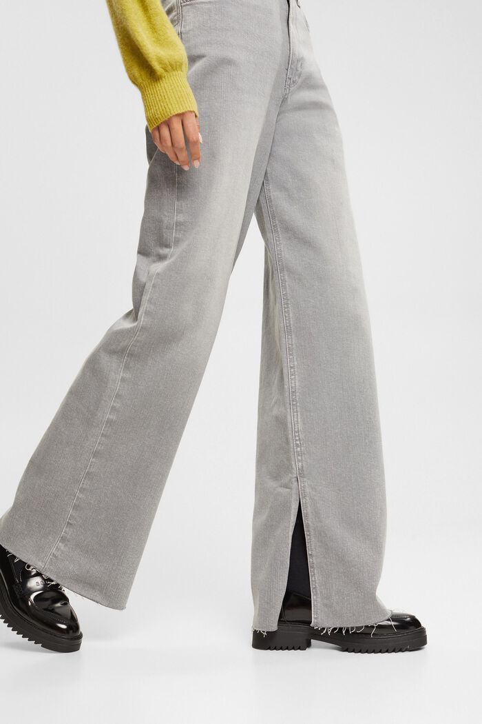 Jeans mit weitem Bein, 100 % Baumwolle, GREY MEDIUM WASHED, detail image number 4