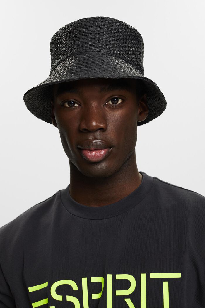 Bucket Hat im geflochtenen Design, BLACK, detail image number 2