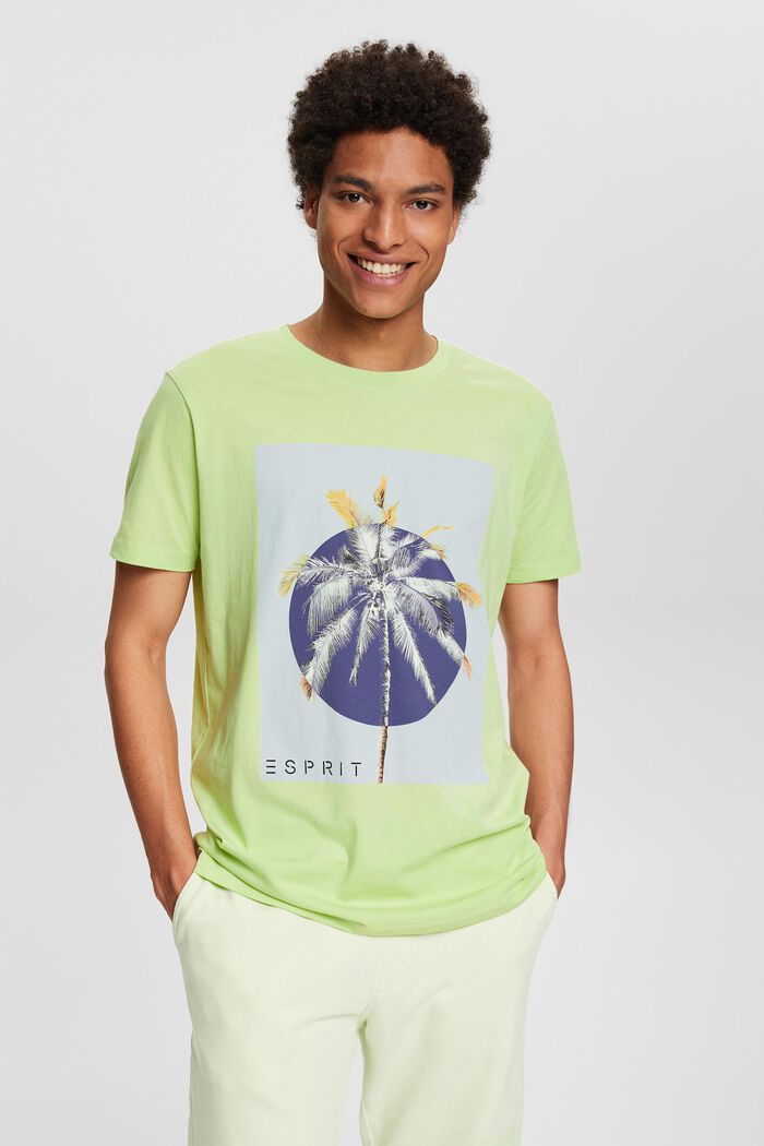 T-shirt en jersey à imprimé, 100 % coton, LIGHT GREEN, detail image number 1