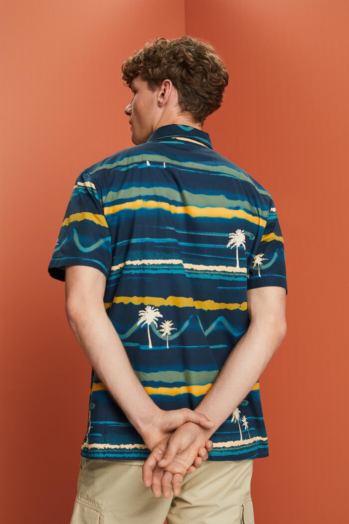 Chemise à manches courtes animée d’un motif, 100 % coton, NAVY, detail image number 3
