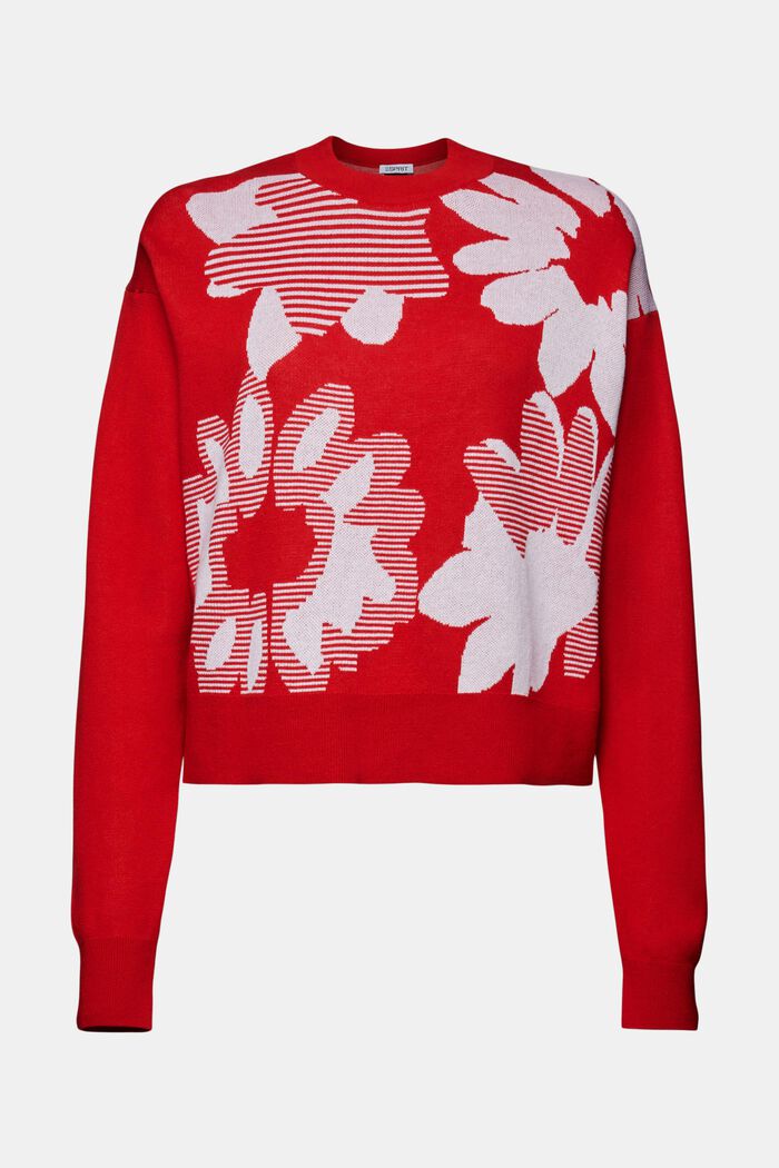 Jacquard-Sweatshirt aus Baumwolle, DARK RED, detail image number 6