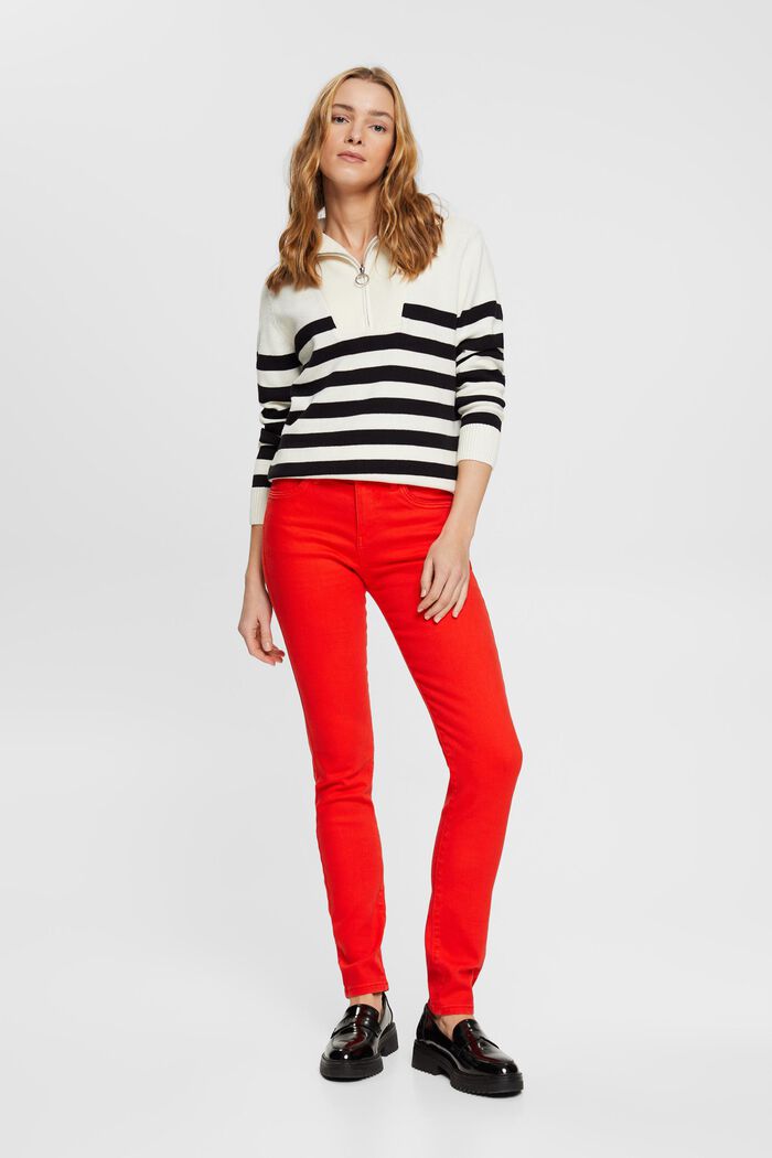 Mid-Rise-Stretchjeans in Slim Fit, RED, detail image number 5