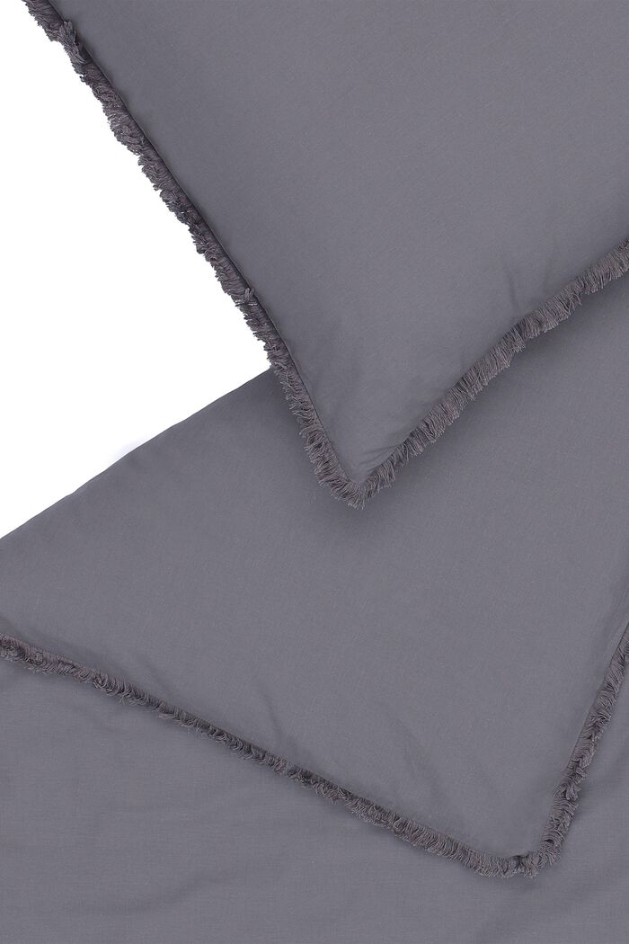 Linge de lit en tissu renforcé à franges, 100 % coton, ANTHRACITE, detail image number 3