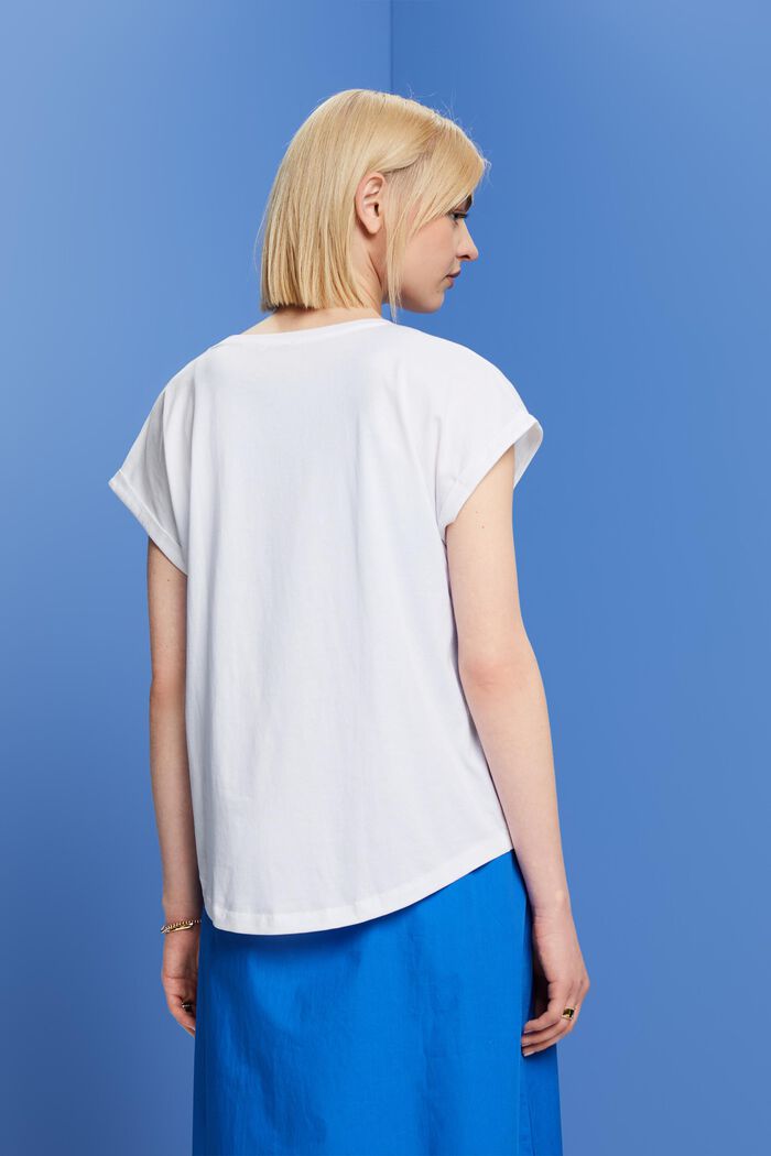 T-shirt orné d’un minuscule imprimé, 100 % coton, WHITE, detail image number 3