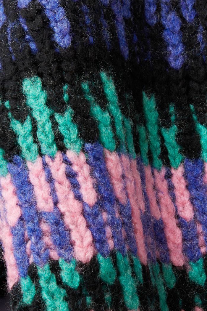 Mehrfarbiger Grobstrickpullover aus Wollmix, BRIGHT BLUE, detail image number 5