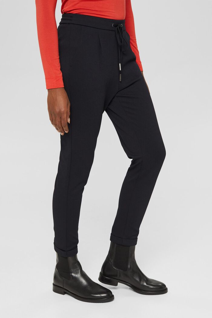 En matière recyclée : pantalon de jogging doté d'une ceinture élastique, BLACK, detail image number 0
