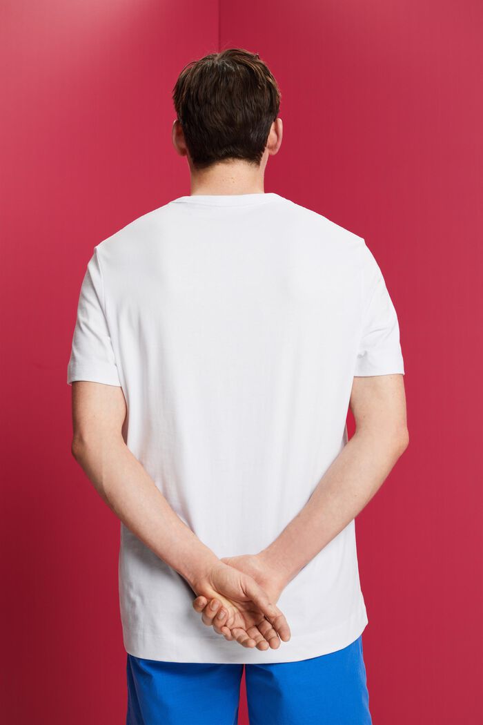 Jersey-T-Shirt mit Brust-Print, 100 % Baumwolle, WHITE, detail image number 3