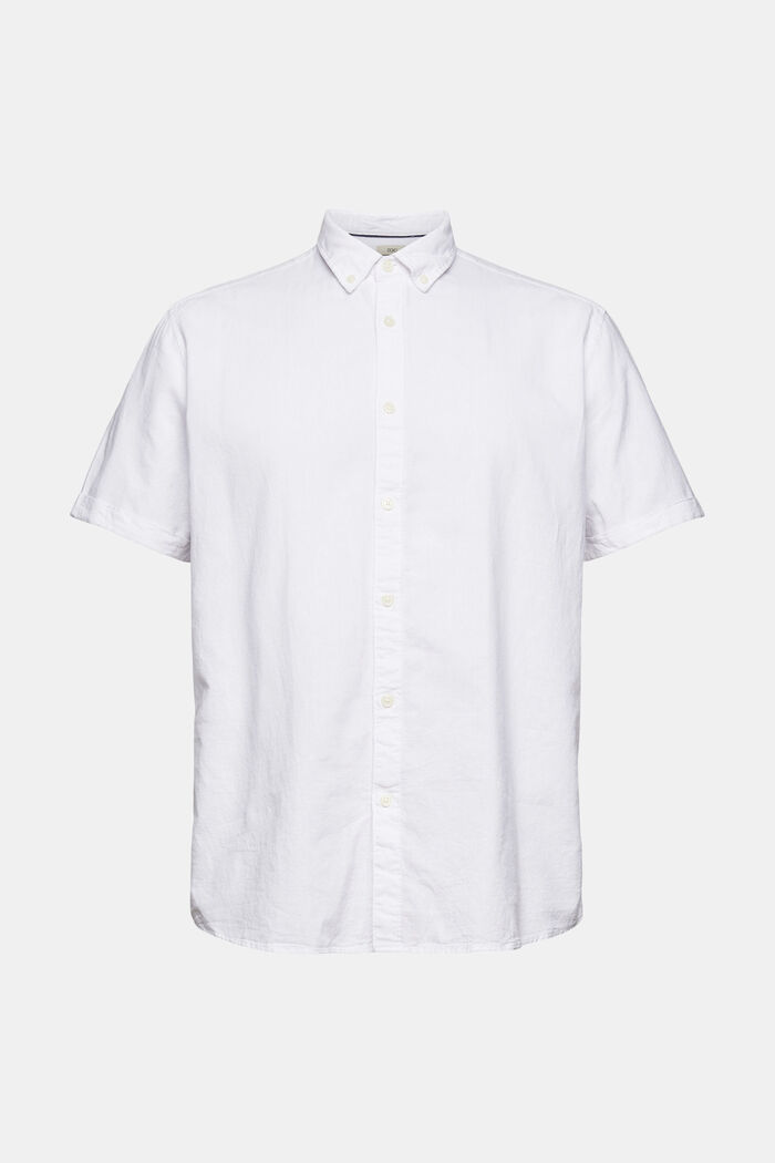 À teneur en lin : la chemise à col boutonné et manches courtes, WHITE, overview