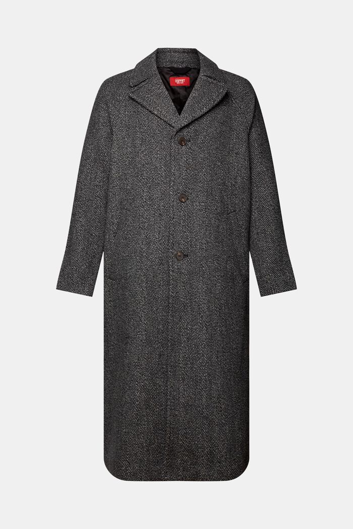 Manteau en laine mélangée à chevrons, BLACK, detail image number 6