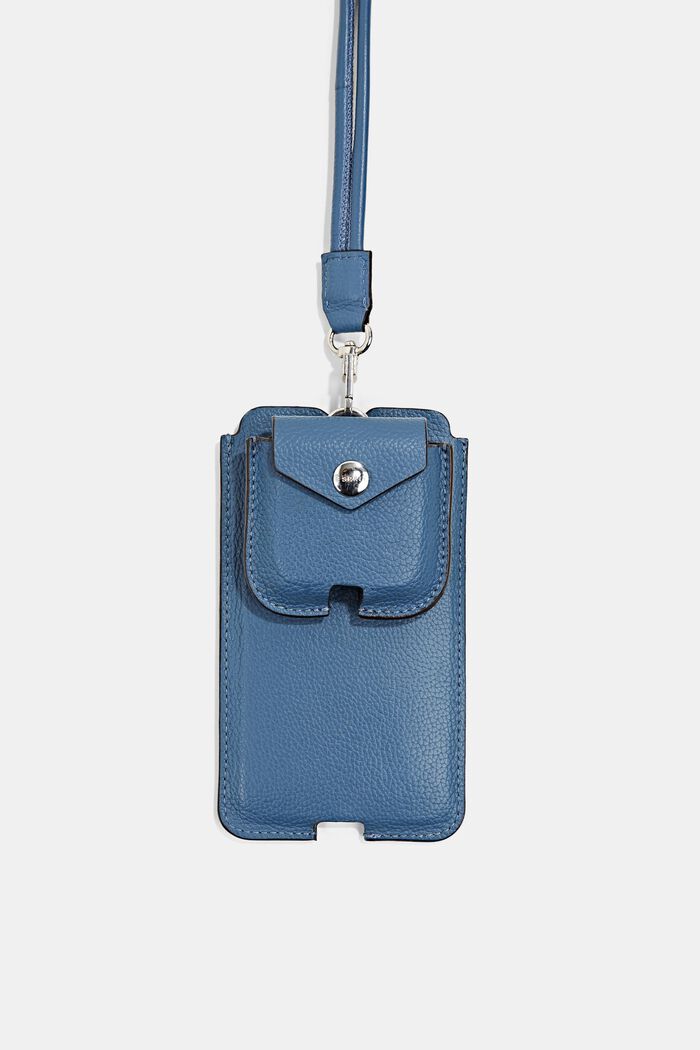 Smartphone-Bag mit Münztasche aus Leder, LIGHT BLUE, detail image number 0