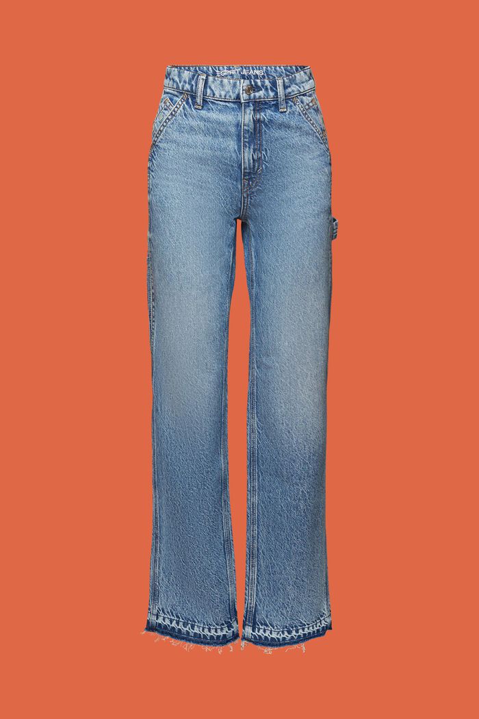 Jeans mit gerader Passform und hohem Bund, BLUE LIGHT WASHED, detail image number 7