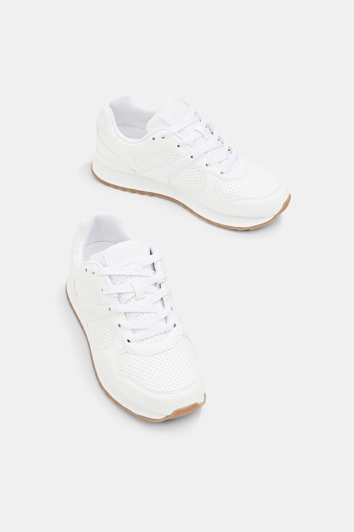 Sneakers en mélange de matières façon similicuir, WHITE, detail image number 6