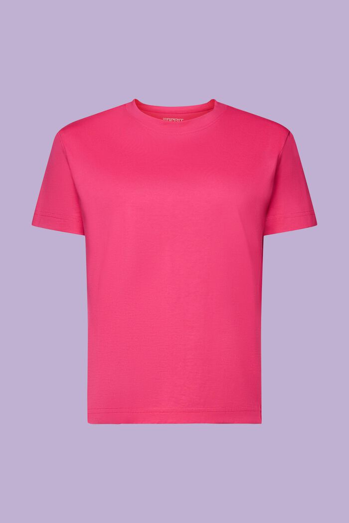 T-shirt à encolure ronde en coton Pima, PINK FUCHSIA, detail image number 6