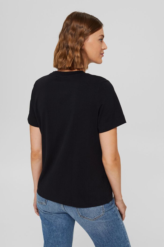 T-Shirt mit Stickerei, 100% Organic Cotton, BLACK, detail image number 3