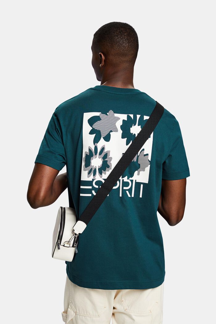 Baumwoll-T-Shirt mit Logo, DARK TEAL GREEN, detail image number 2