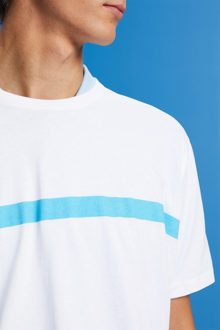 Baumwoll-T-Shirt mit Kontraststreifen, WHITE, detail image number 2